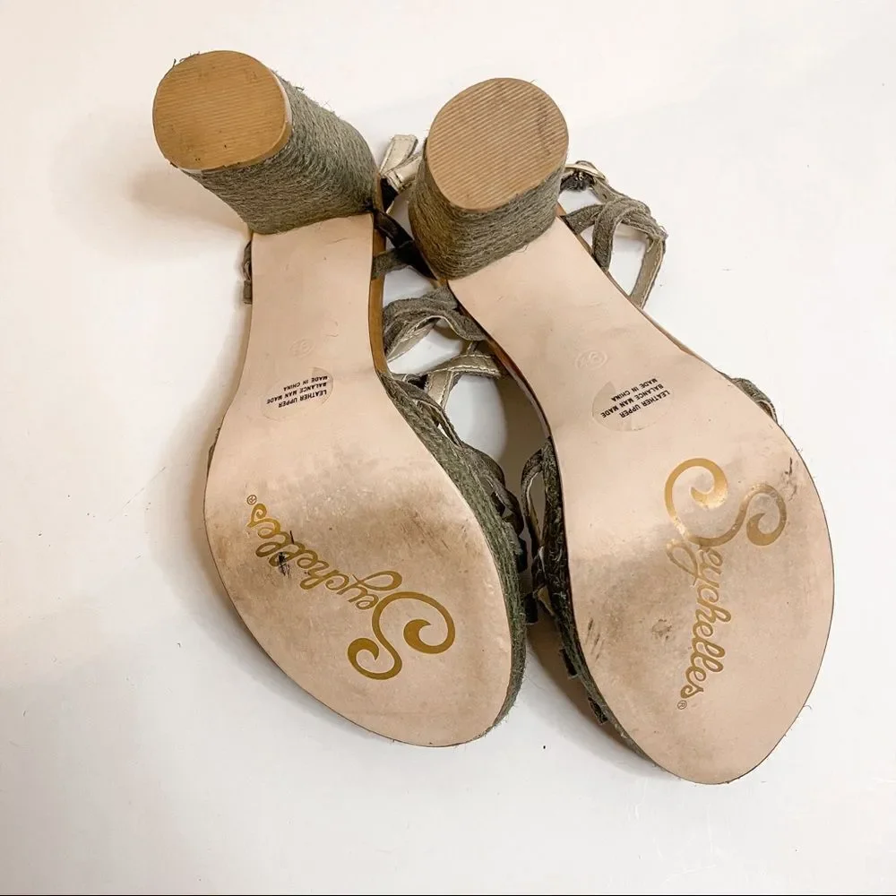 Seychelles Olive Green Strappy Platform Espadrille‎ Sandals Size 9.5